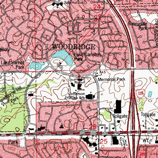 Topographic Map of Woodridge Post Office, IL