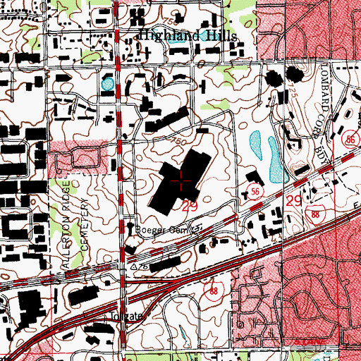 Topographic Map of Yorktown Shopping Center, IL