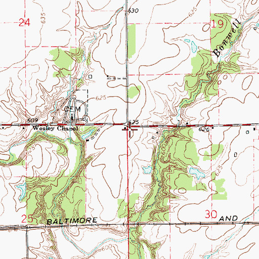 Topographic Map of Bonwell Post Office (historical), IL
