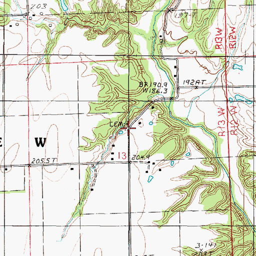 Topographic Map of Boyer Cemetery, IL
