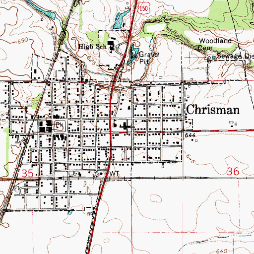 Topographic Map of Chrisman Elementary School, IL