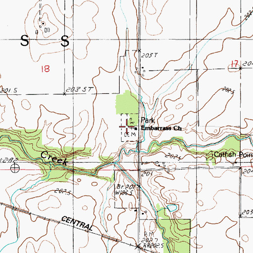 Topographic Map of Embarrass Cemetery, IL