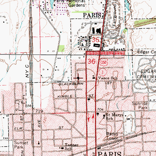 Topographic Map of First Assembly of God Church, IL