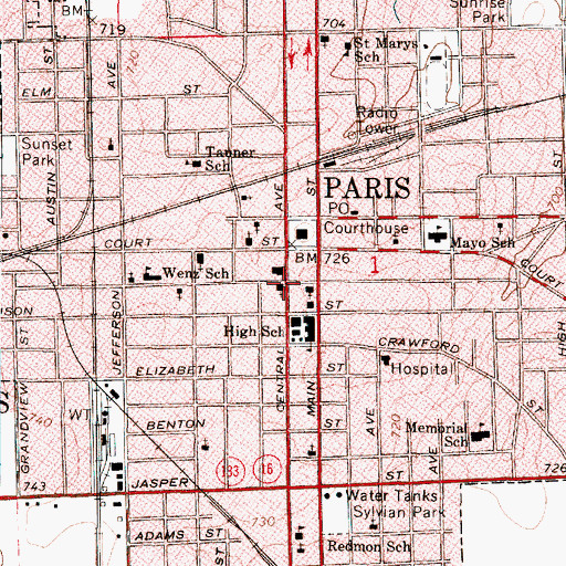 Topographic Map of First Baptist Church, IL