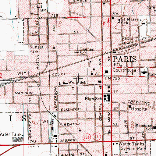 Topographic Map of First United Methodist Church, IL