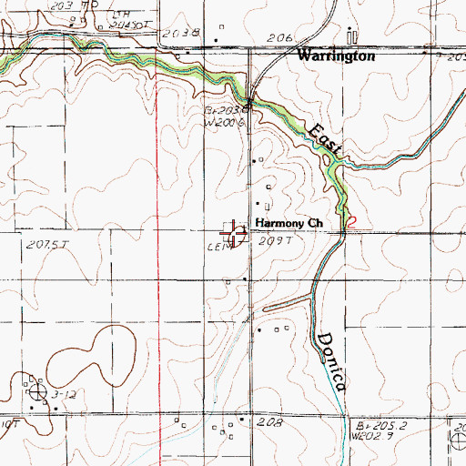 Topographic Map of Harmony Cemetery, IL