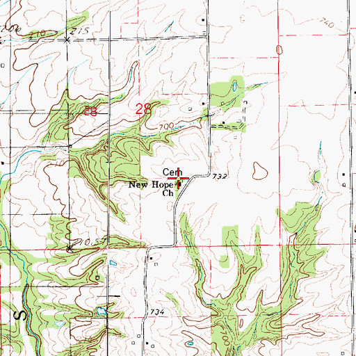 Topographic Map of New Hope Cemetery, IL