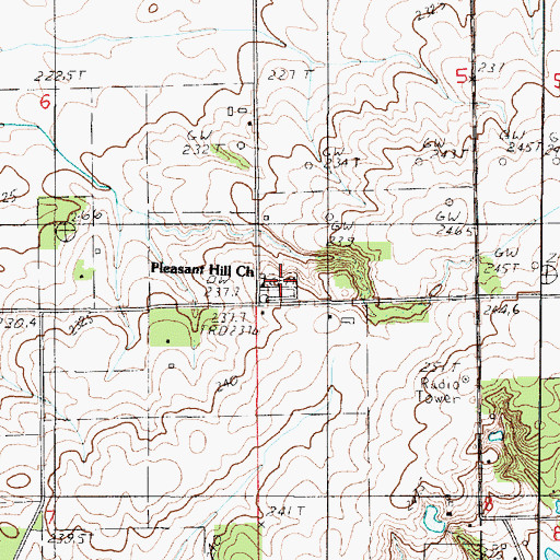 Topographic Map of Pleasant Hill Cemetery, IL