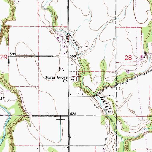 Topographic Map of Sugar Grove Cemetery, IL