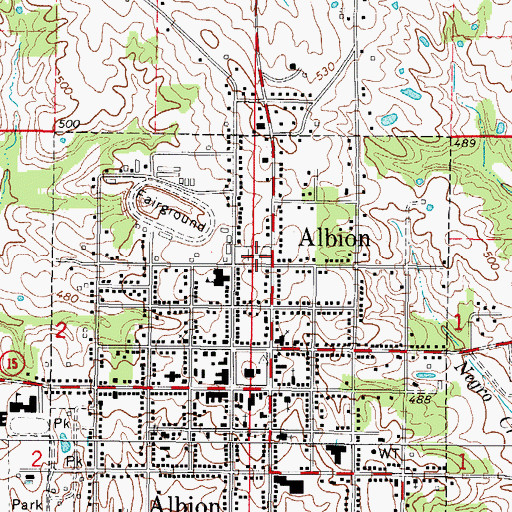 Topographic Map of Albion Cemetery, IL