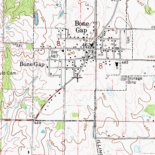 Topographic Map of Bone Gap Christian Church, IL