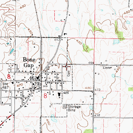 Topographic Map of Bone Gap United Methodist Church, IL