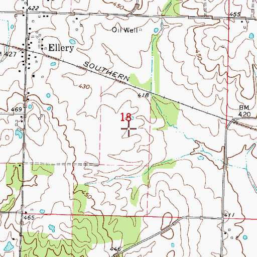 Topographic Map of Burks Prairie, IL