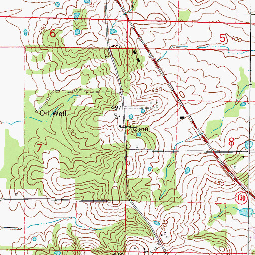 Topographic Map of Coles Cemetery, IL