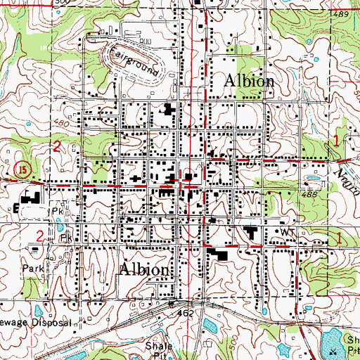 Topographic Map of Edwards County Memorial Plaza, IL