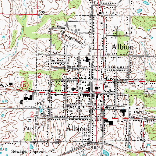 Topographic Map of First Presbyterian Church of Albion, IL