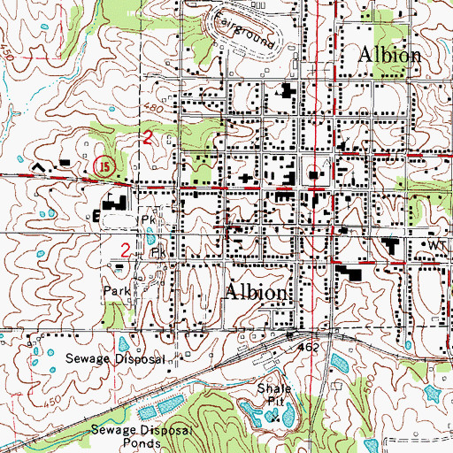 Topographic Map of Free Methodist Church of Albion, IL