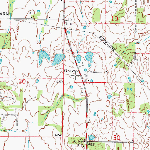 Topographic Map of Gravet Cemetery, IL