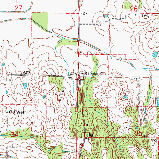 Topographic Map of Mount Zion Cemetery, IL