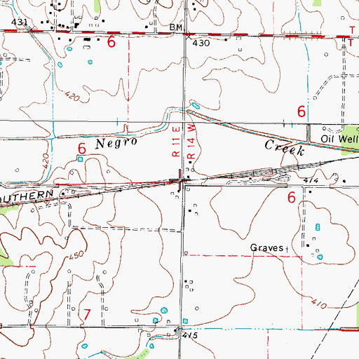 Topographic Map of Red Top, IL