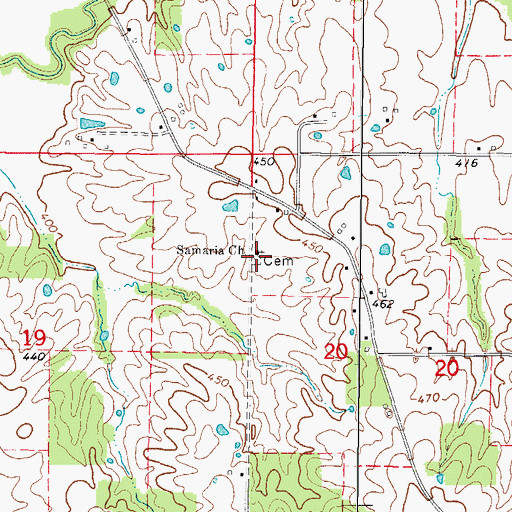 Topographic Map of Samaria Cemetery, IL