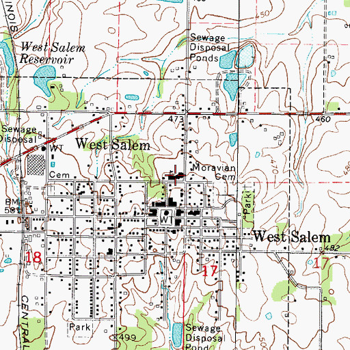 Topographic Map of West Salem Grade School, IL