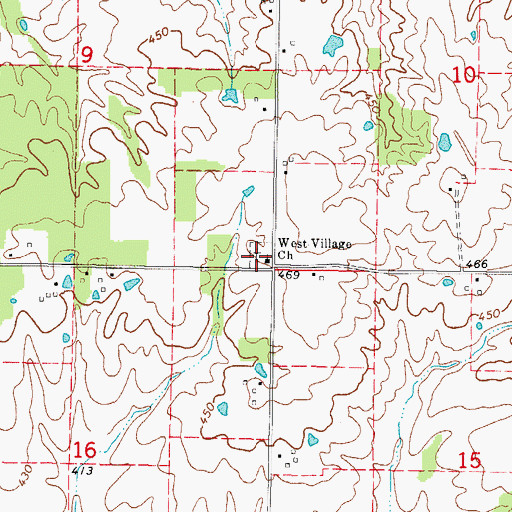 Topographic Map of West Village Cemetery, IL