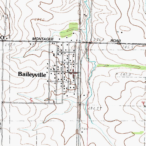 Topographic Map of Baileyville Post Office, IL