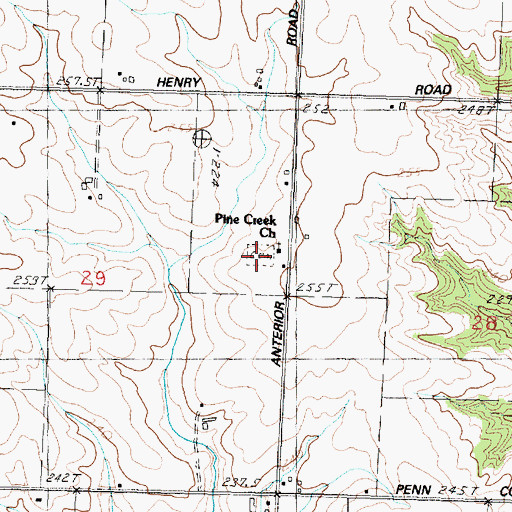Topographic Map of Brethren Cemetery, IL