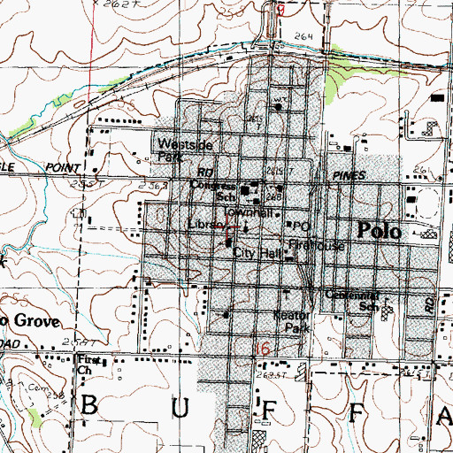 Topographic Map of Buffalo Township Public Library, IL