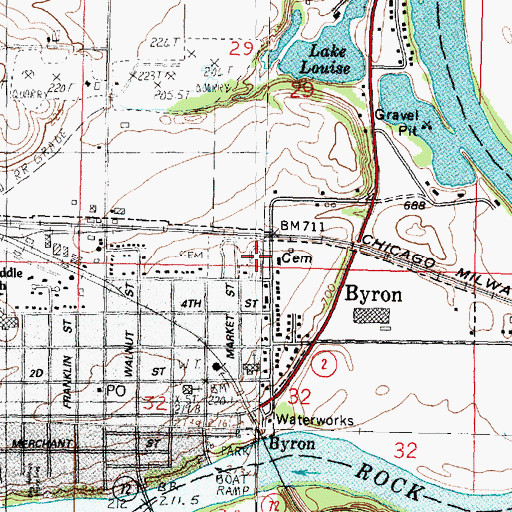 Topographic Map of Byron City Cemetery, IL
