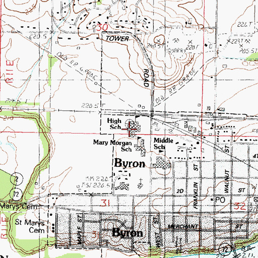 Topographic Map of Byron High School, IL