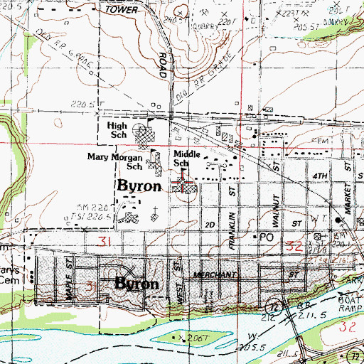 Topographic Map of Byron Middle School, IL