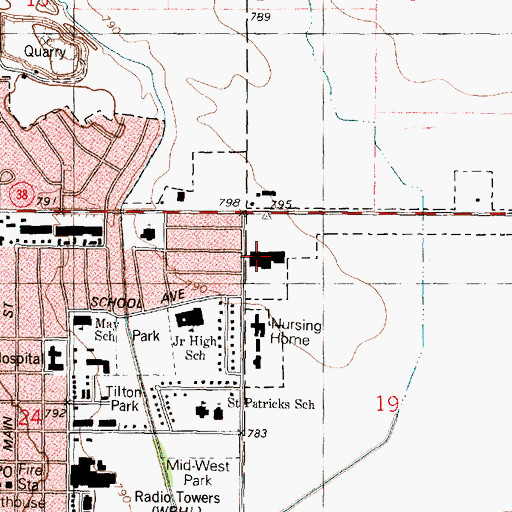 Topographic Map of Caron Ridge Shopping Center, IL