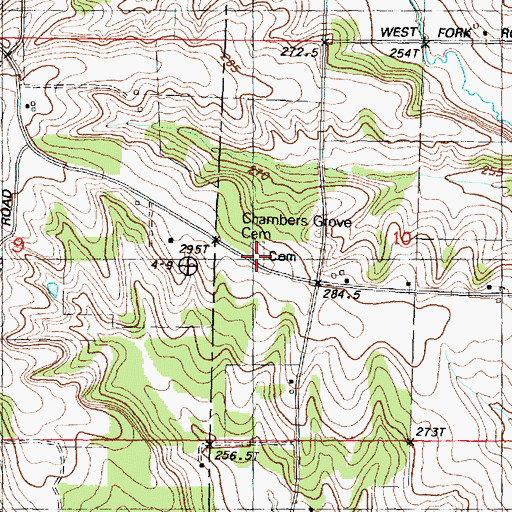 Topographic Map of Chambers Grove Cemetery, IL