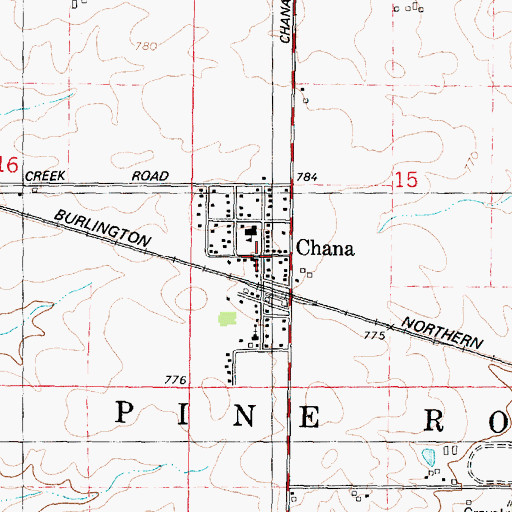 Topographic Map of Chana Post Office, IL