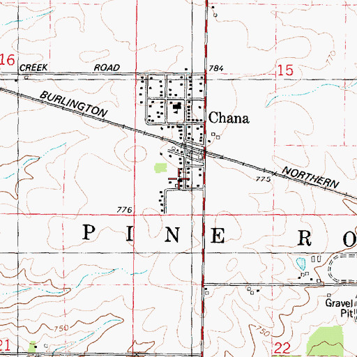 Topographic Map of Chana United Methodist Church, IL