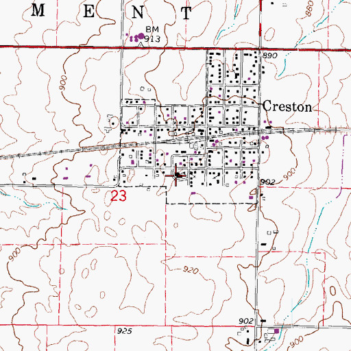 Topographic Map of Creston Elementary School, IL