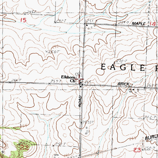 Topographic Map of Elkhorn Cemetery, IL