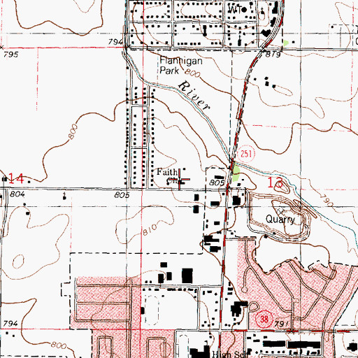 Topographic Map of Faith Lutheran Church, IL