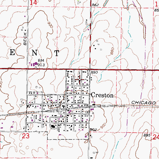 Topographic Map of First Baptist Church, IL