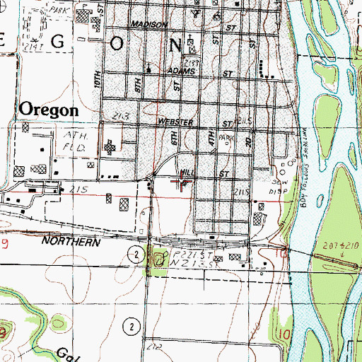Topographic Map of First Baptist Church, IL