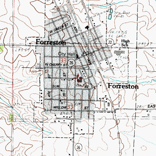 Topographic Map of Forreston Grade and Junior High School, IL