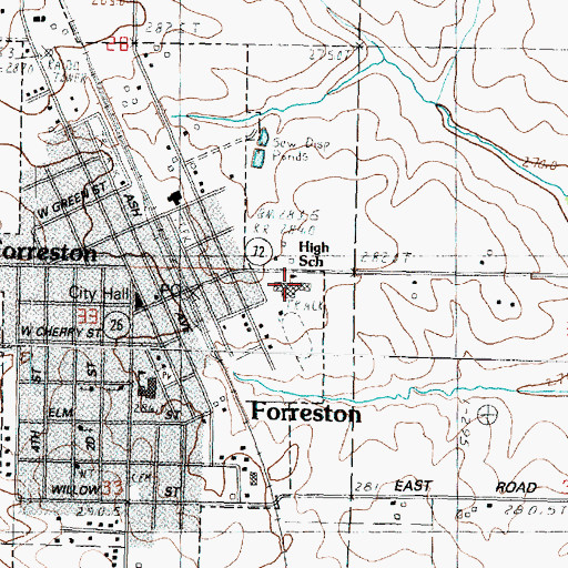 Topographic Map of Forreston High School, IL