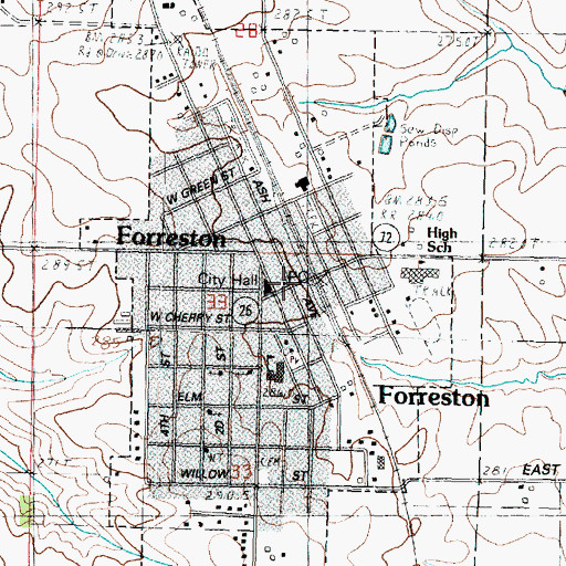 Topographic Map of Forreston Post Office, IL