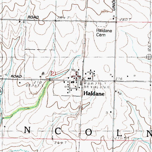 Topographic Map of Haldane Post Office (historical), IL