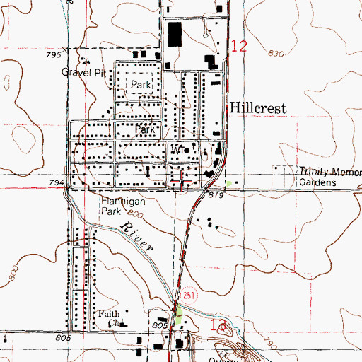 Topographic Map of Hillcrest Baptist Church, IL