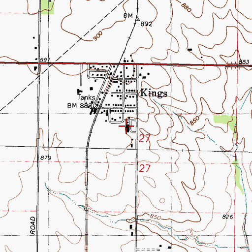 Topographic Map of Kings Elementary School, IL