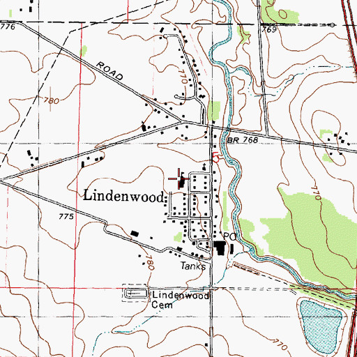Topographic Map of Lindenwood School, IL