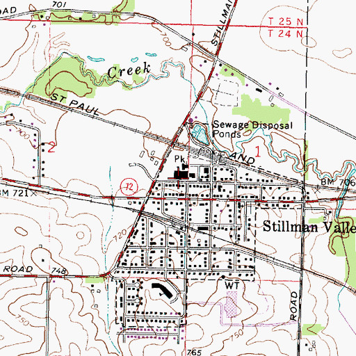 Topographic Map of Meridian Junior High School, IL